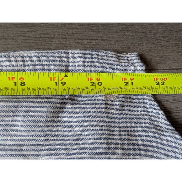 Eddie Bauer Blue/White Striped Linen Blend Short Sleeve Button-Up Shirt Size L - Picture 7 of 9